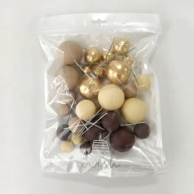 Brown, Cream, Gold Deco Foam Ball Round Cake Topper (32 piece)