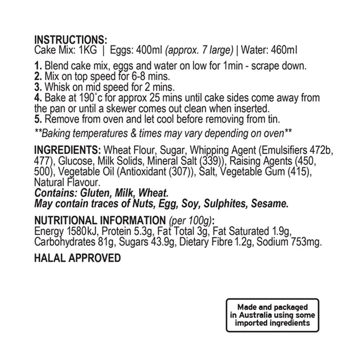 Bakels Multipurpose Sponge Mix 15kg BULK