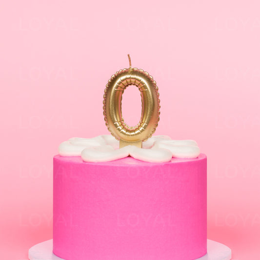 Balloon Number "0" Candle - Metallic Gold