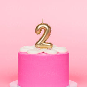 Balloon Number "2" Candle - Metallic Gold