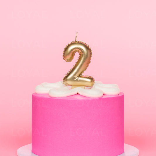 Balloon Number "2" Candle - Metallic Gold