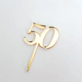 Mirror Cupcake Acrylic Topper - "50" Gold