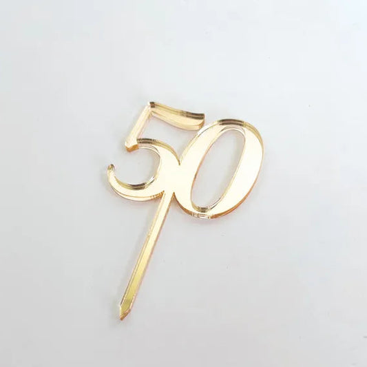 Mirror Cupcake Acrylic Topper - "50" Gold