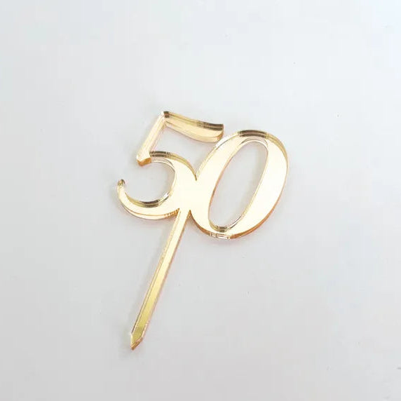 Mirror Cupcake Acrylic Topper - "50" Gold