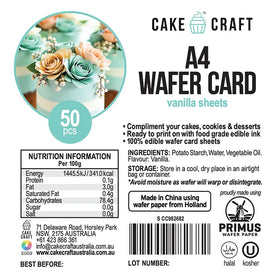 Cake Craft A4 Edible Wafer Card 50pcs BULK