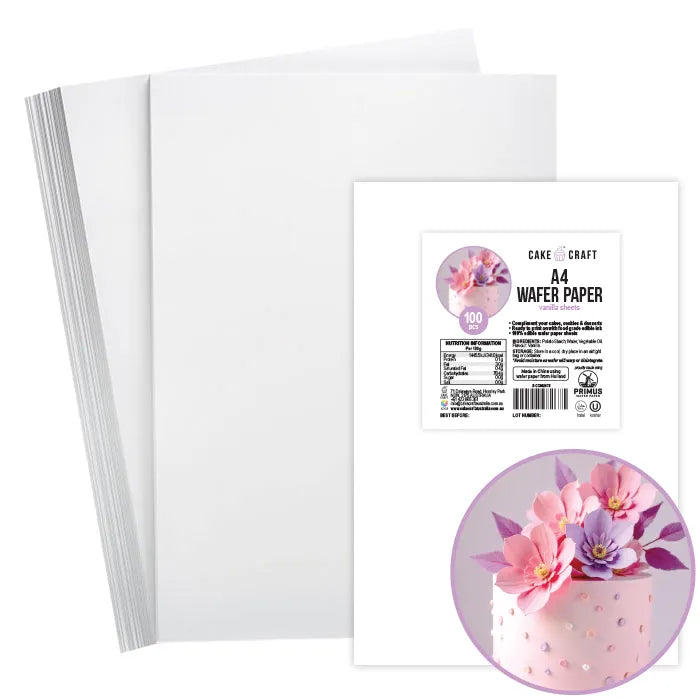 Cake Craft A4 Edible Vanilla Wafer Paper 100pcs BULK
