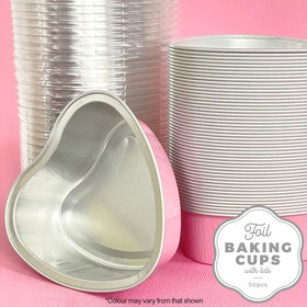 Foil Heart Baking Cup with Lid - Light Pink (50 pack)
