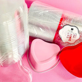 Foil Heart Baking Cup with Lid - Light Pink (50 pack)