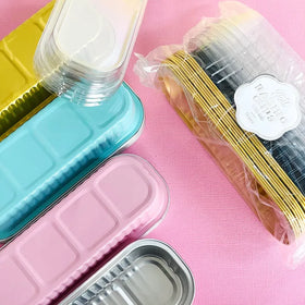 CAKE CRAFT | FOIL BAKING CUP WITH LID | RECTANGLE | BLACK | 10 PACK