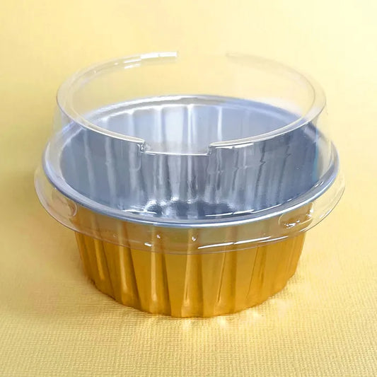 CAKE CRAFT | FOIL BAKING CUP WITH LID | ROUND | GOLD | 50 PACK