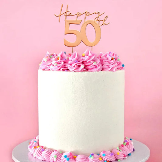 CAKE CRAFT | METAL TOPPER | HAPPY FIFTY 50TH | ROSE GOLD