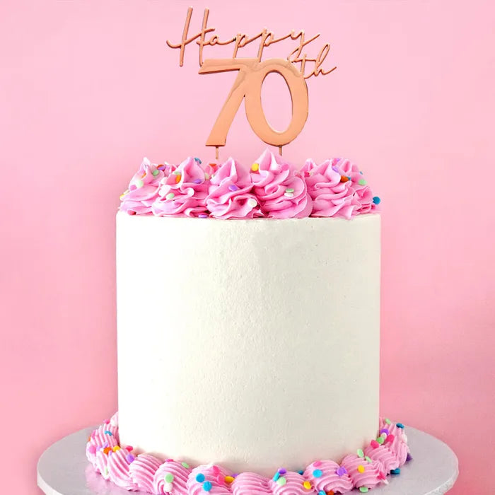 CAKE CRAFT | METAL TOPPER | HAPPY SEVENTY 70TH | ROSE GOLD