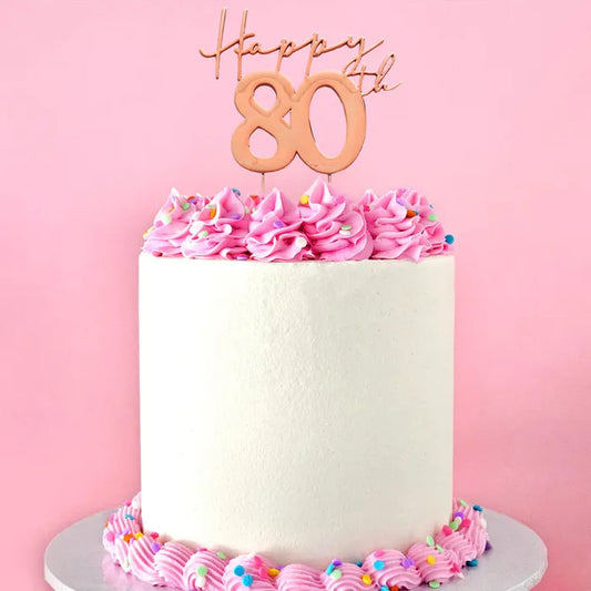 CAKE CRAFT | METAL TOPPER | HAPPY EIGHTY 80TH | ROSE GOLD