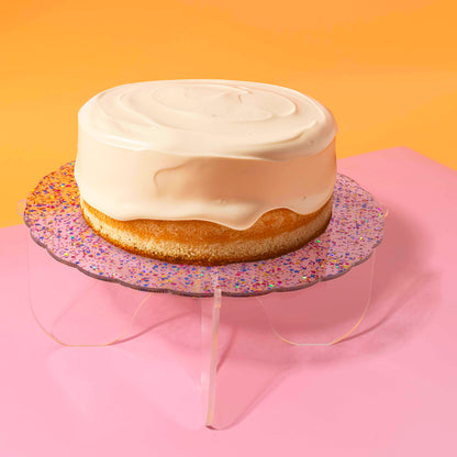CAKE & CANDLE Plateau Gateau 3-Piece Acrylic Cake Stand (GLITTER/CLEAR)