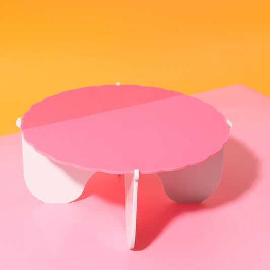 CAKE & CANDLE Plateau Gateau 3-Piece Acrylic Cake Stand (PINK/WHITE)