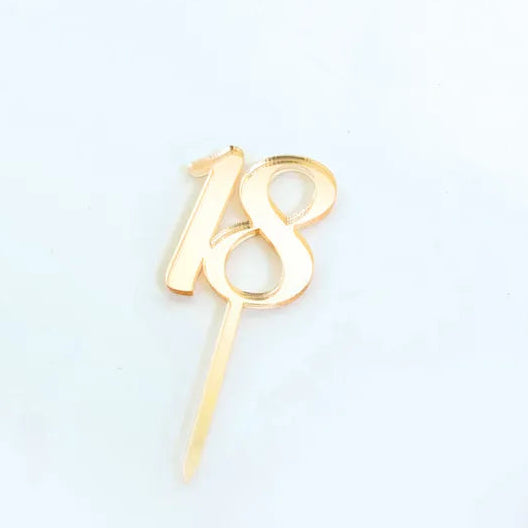 Mirror Cupcake Acrylic Topper - "18" Gold