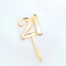 Mirror Cupcake Acrylic Topper - "21" Gold