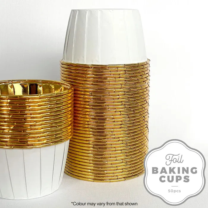 Foil Baking Cup Round - White and Gold (50 pack)