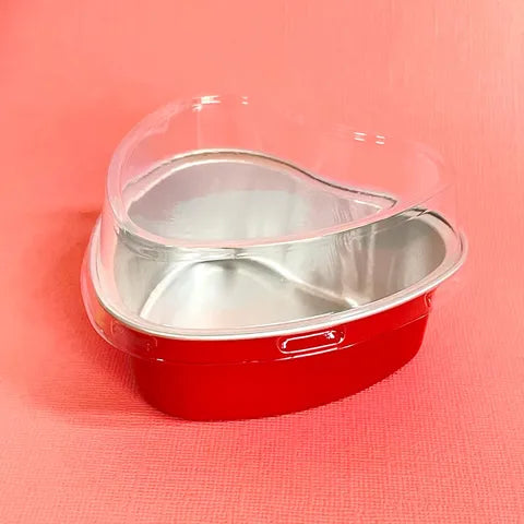 Foil Heart Baking Cup with Lid - Red (50 pack)