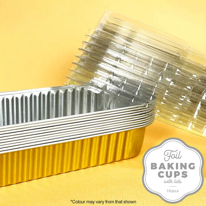 CAKE CRAFT | FOIL BAKING CUP WITH LID | RECTANGLE | GOLD | 10 PACK