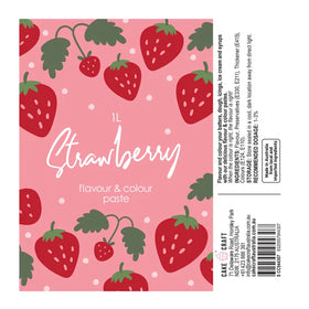 Cake Craft Strawberry Flavour & Colour Paste 1 litre BULK