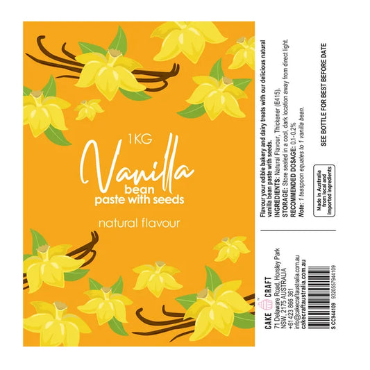 Cake Craft Vanilla Bean Paste With Seeds Flavour Natural - 1 litre BULK