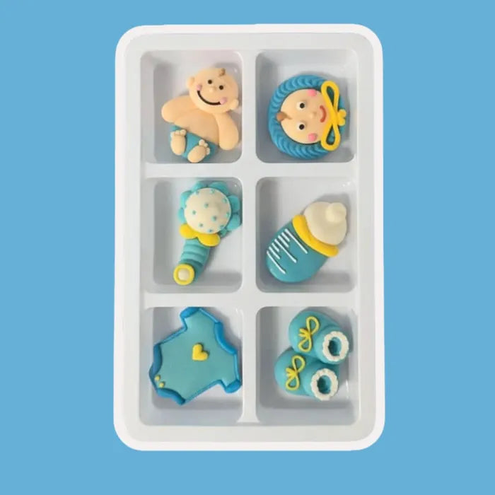 Edible Cupcake Decorations Blue Baby Boy Christening 6pcs