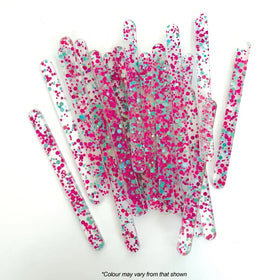 Clear Colour Glitter Ice Cream/Popsicle Sticks 24pcs