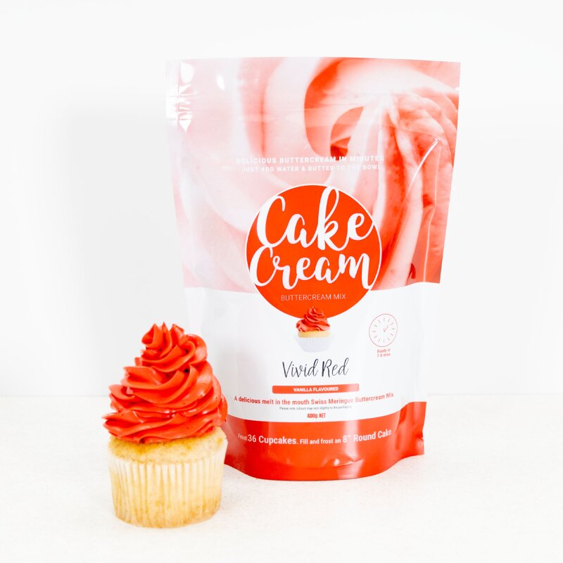 Cake Cream Buttercream - Vivid Red - Vanilla Flavour (400g)
