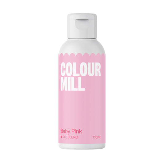 Pink bottle labeled 'COLOUR MILL' on a white background