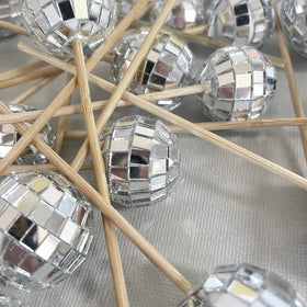 Disco Mirror Silver Deco Foam Ball Round Cake Topper (20 piece)