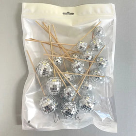 Disco Mirror Silver Deco Foam Ball Round Cake Topper (20 piece)
