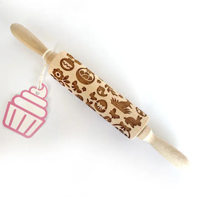 Easter Mix Embossed Wooden Rolling Pin 16.5cm