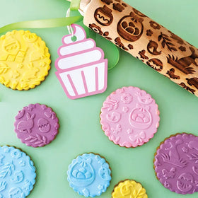 Easter Mix Embossed Wooden Rolling Pin 16.5cm