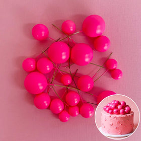 Electric Pink Deco Foam Ball Round Cake Topper (20 piece)