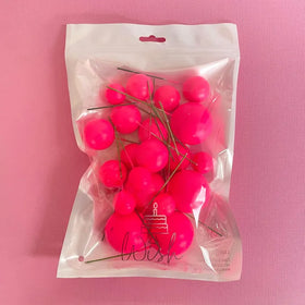 Electric Pink Deco Foam Ball Round Cake Topper (20 piece)
