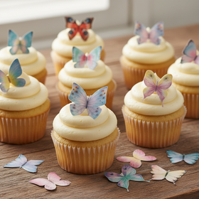 Edible Wafer Cake Cupcake Topper | Fairy Garden Butterflies - Set of 30