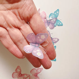 Edible Wafer Cake Cupcake Topper | Pastel Flutters Butterflies - Set of 24