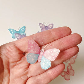Edible Wafer Cake Cupcake Topper | Pastel Flutters Butterflies - Set of 24