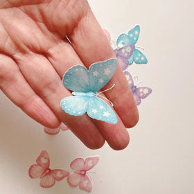 Edible Wafer Cake Cupcake Topper | Pastel Flutters Butterflies - Set of 24