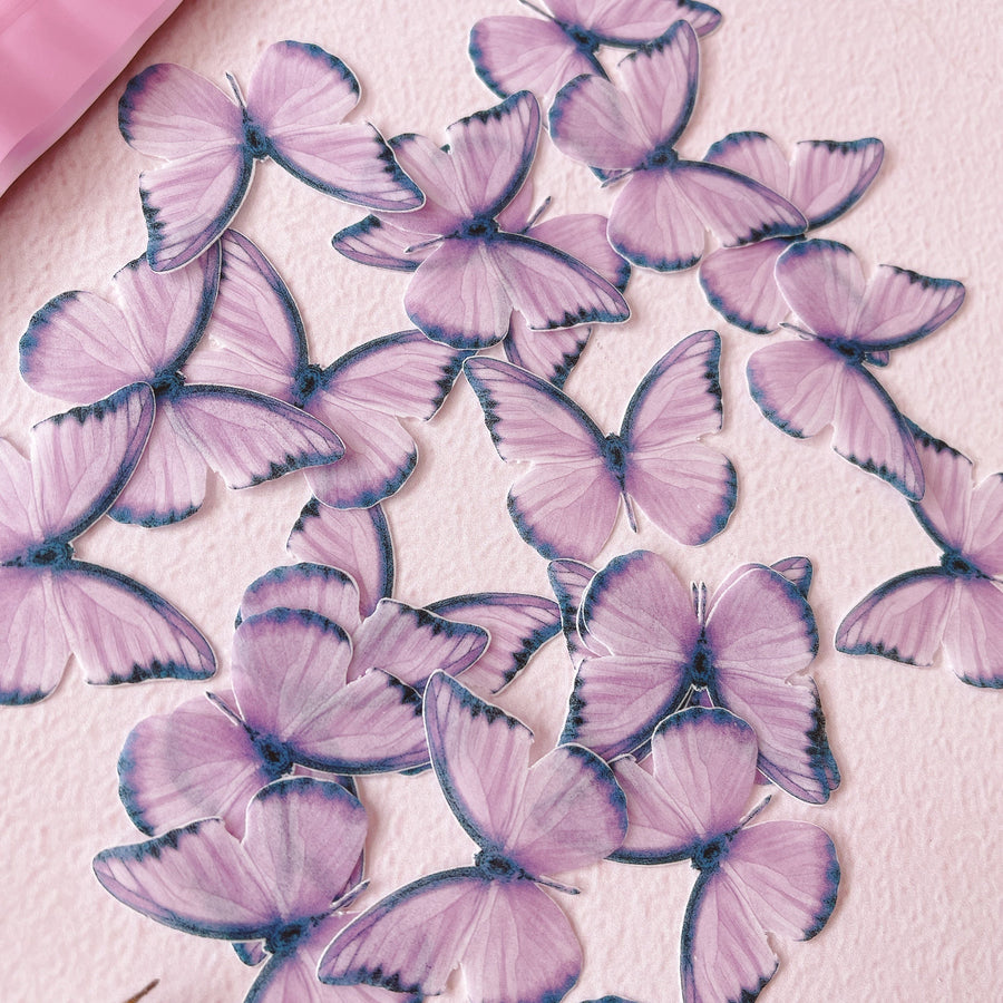 Edible Wafer Cake Cupcake Topper | Rebecca Purple Hues Butterfly Butterflies - Set of 24