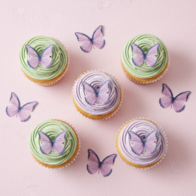 Edible Wafer Cake Cupcake Topper | Rebecca Purple Hues Butterfly Butterflies - Set of 24