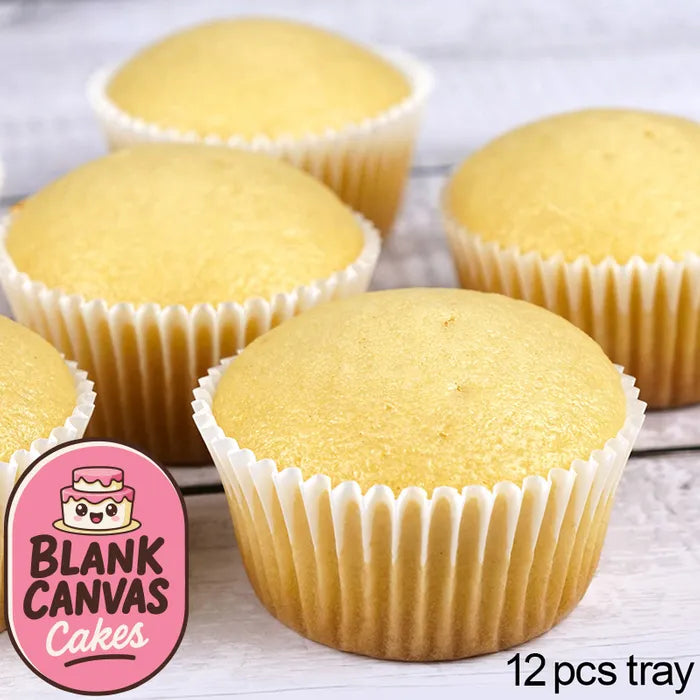 Frozen Vanilla White Cupcakes - 12 Pack | Blank Canvas Cakes