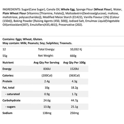 Frozen Vanilla White Cupcakes - 12 Pack | Blank Canvas Cakes