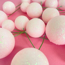 Glitter Baby Pink Deco Foam Ball Round Cake Topper (20 piece)