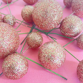 Glitter Rose Gold Deco Foam Ball Round Cake Topper (20 piece)