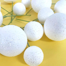 Glitter White Deco Foam Ball Round Cake Topper (20 piece)