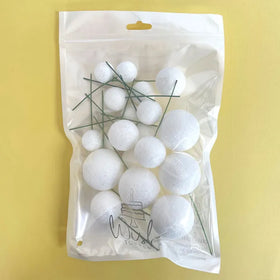 Glitter White Deco Foam Ball Round Cake Topper (20 piece)