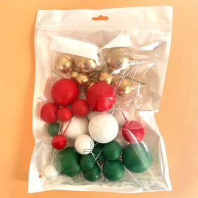Gold Christmas Deco Foam Ball Round Cake Topper (32 piece)