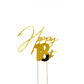GOLD Metal Cake Topper - HAPPY 18th